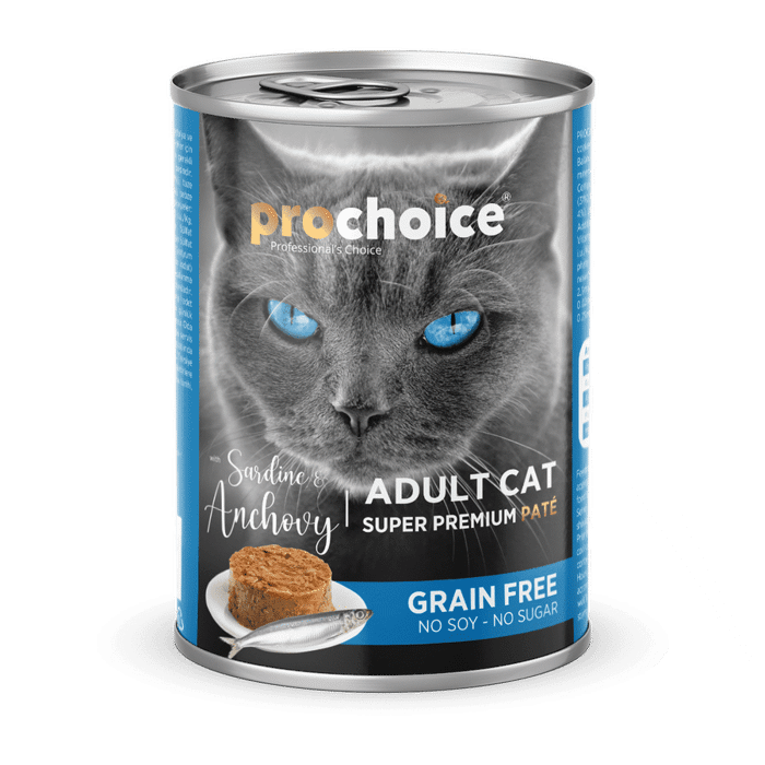 PROCHOICE KONSERBA GTAS PATE GRAIN-FREE ADULT SARDINE-ANCHOVY 400gr 